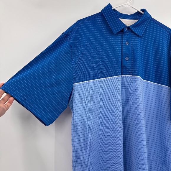 Straight Down Polo Shirt Men XL Blue Golf Performance Stripes Short Sleeves - Picture 5 of 11